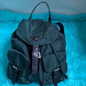 Authentic Prada small backpack forest green